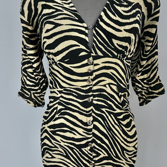 FAITHFULL THE BRAND - RAFA MIDI DRESS AMAIA ZEBRA PRINT PALE YELLOW SIZE 4 NWOT - Picture 7 of 12